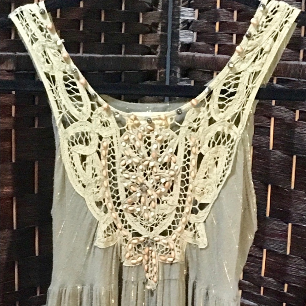 FREE PEOPLE Women’s Crochet Beaded Short Dress
